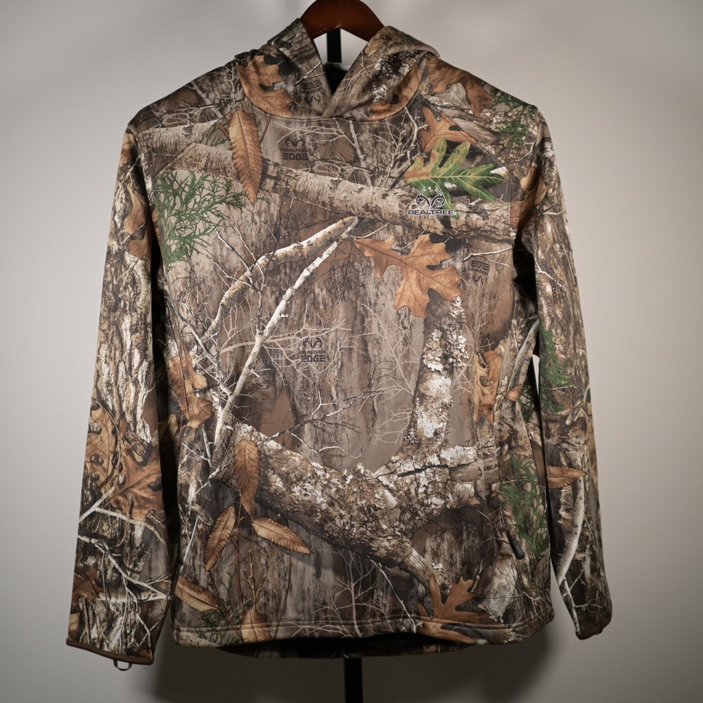 Realtree Camo Hoodie Mens XL Brown Forest Hunting Performance Fleece Pullover